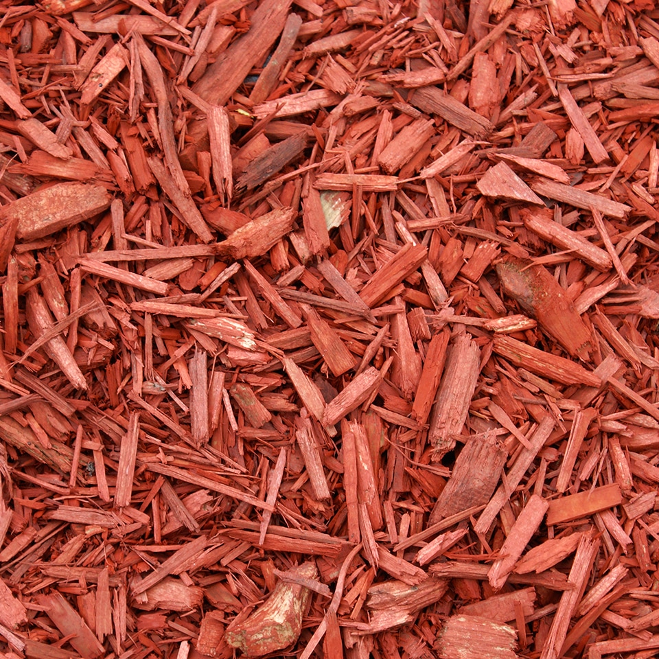 Dyed shredded mulch