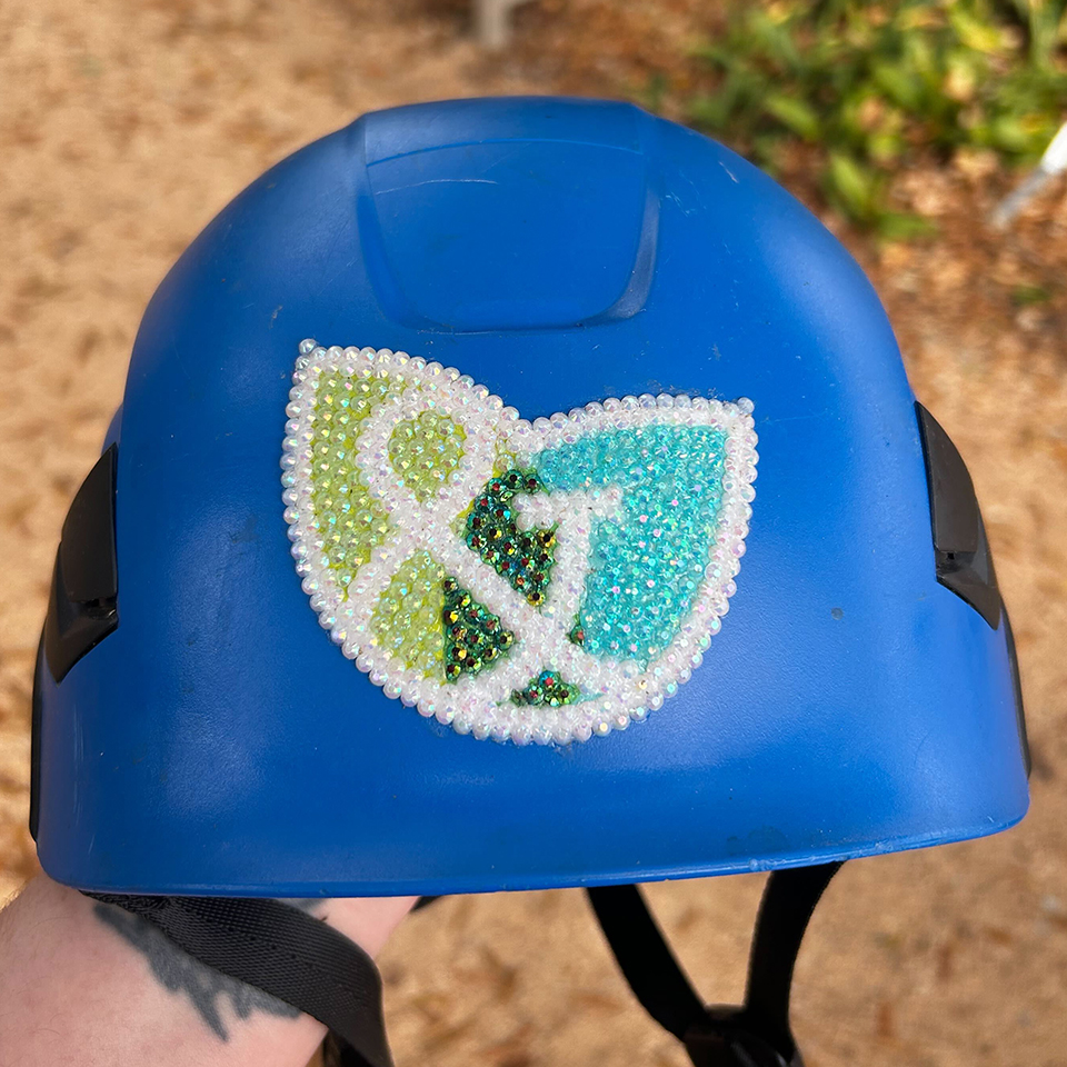 Safety gear doesn’t have to be joyless. A little sparkle goes a long way when you’re doing serious work with heart.