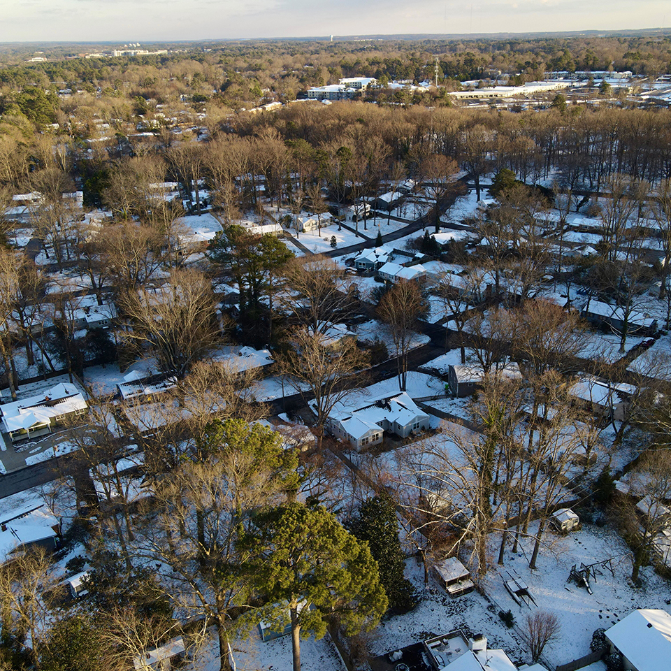 From above, you can see what’s holding everything together—trees, neighborhoods, and quiet resilience.